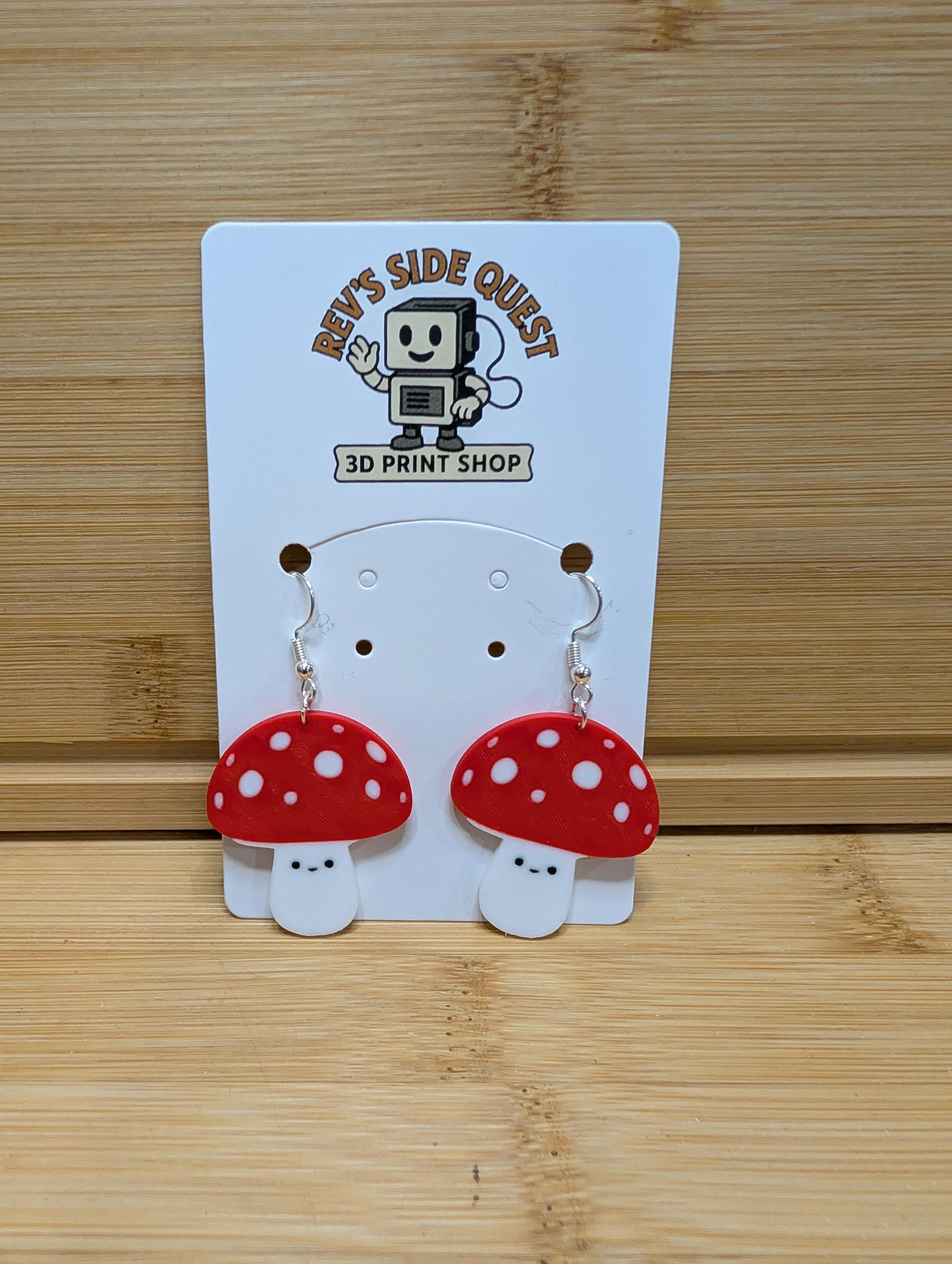 Adorable 3D-Printed Mushroom Buddy Earrings