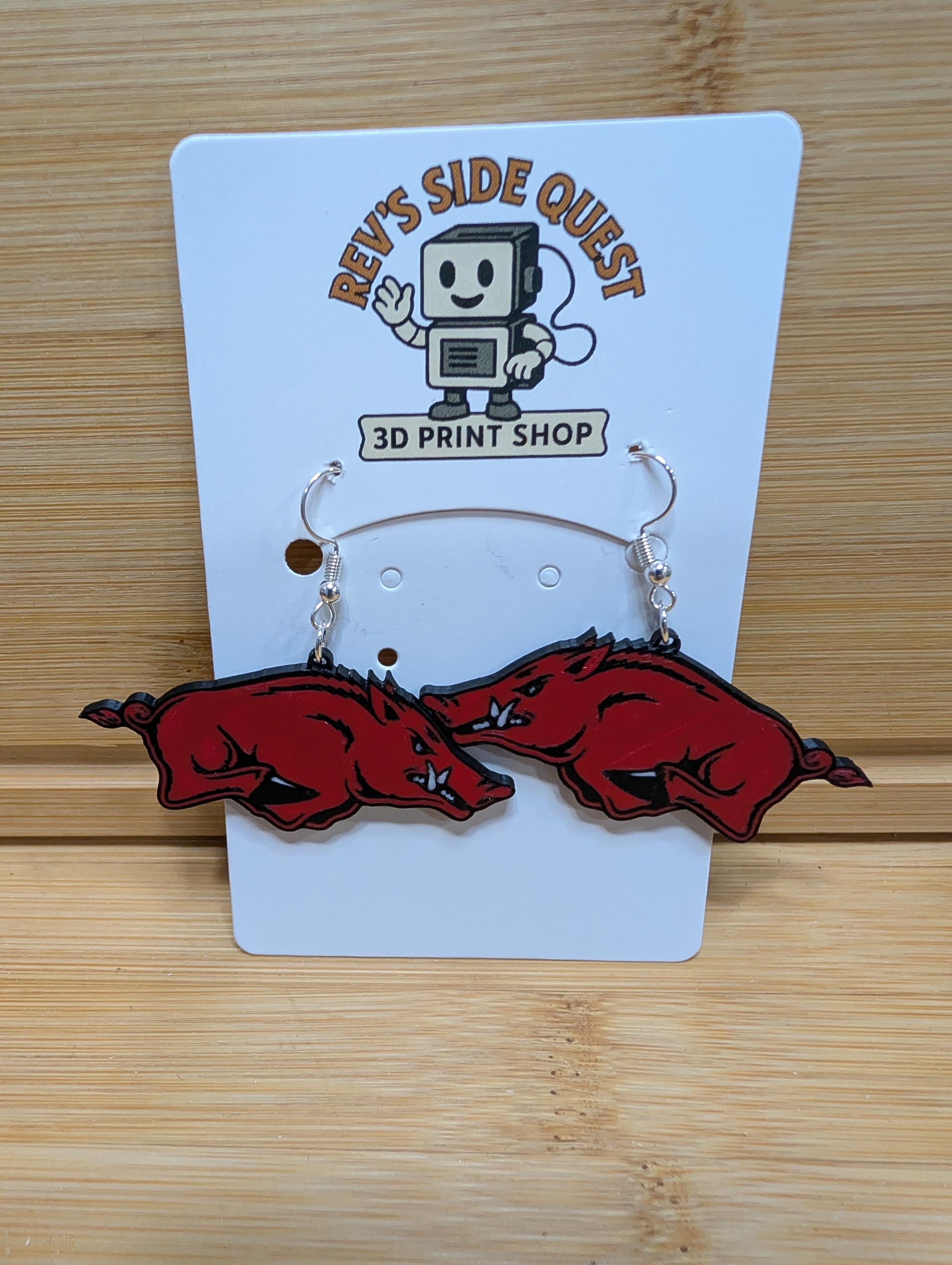 Arkansas Razorbacks 3D Printed Earrings – Lightweight & Fan-Ready