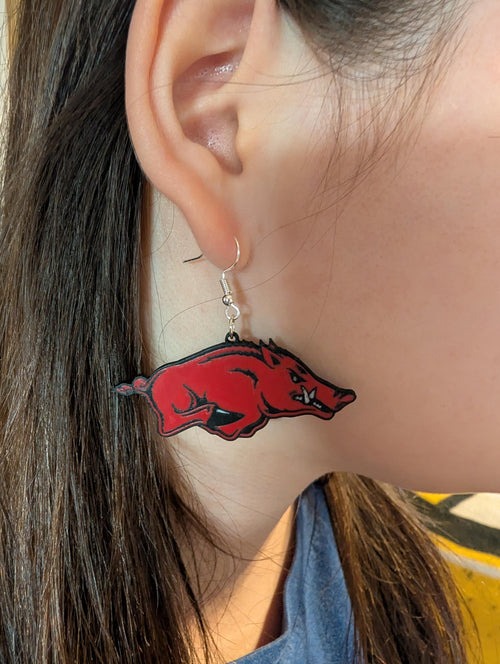 Arkansas Razorbacks 3D Printed Earrings – Lightweight & Fan-Ready